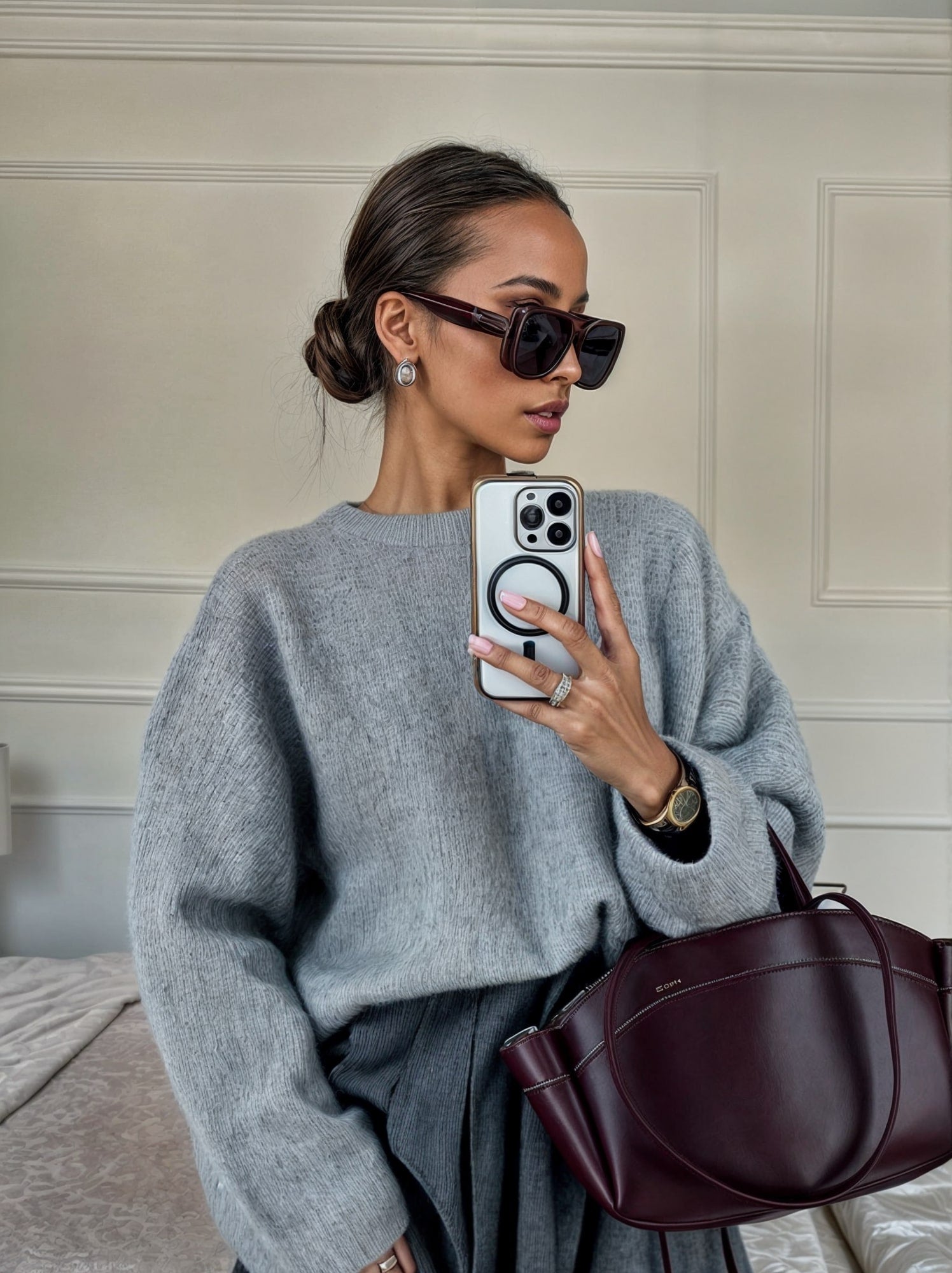 utta Mohair Crewneck – Zachte, warme gebreide trui voor vrouwen met mohair, ademend comfort en stijlvolle oversized pasvorm.