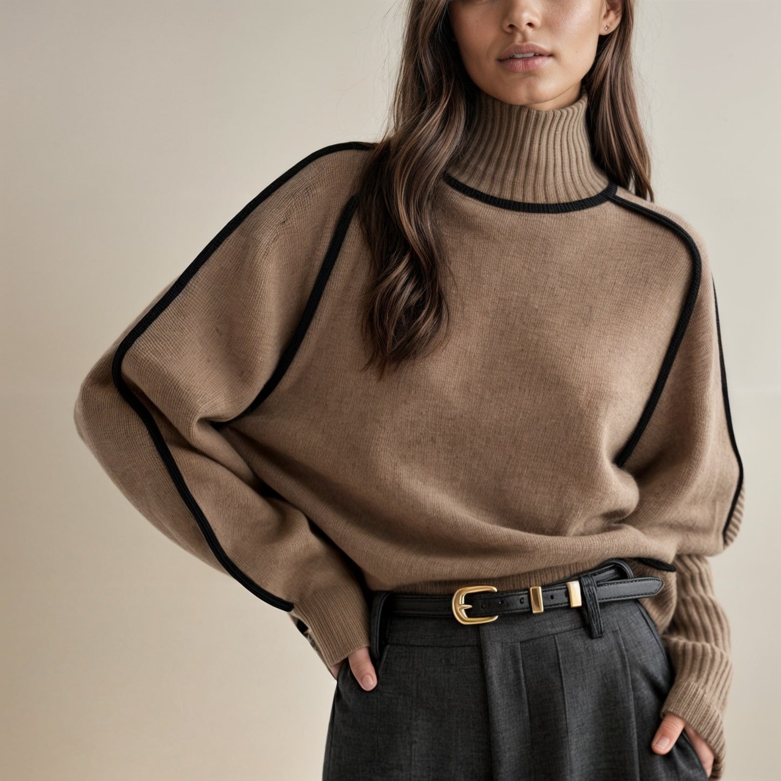 Sarah, Warme Gebreide Turtleneck, Dames, Licht Oversized, Winter, Comfort, Stijlvol, Verenabrussels